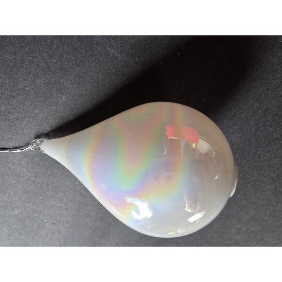 6 Vintage Iridescent Glass Teardrop & Round Christmas Ornaments With Silver Str - Picture 3 of 7